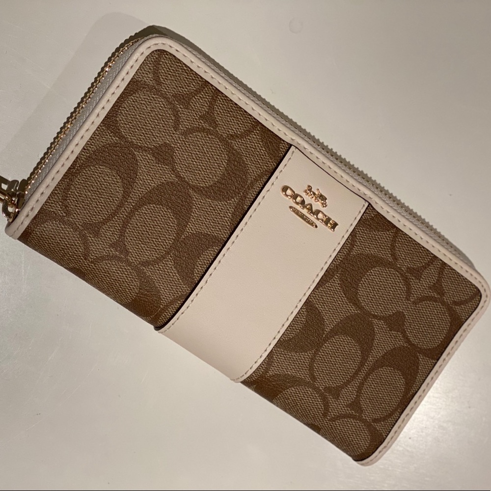 Accordion Zip Wallet Colorblock Signature Canvas